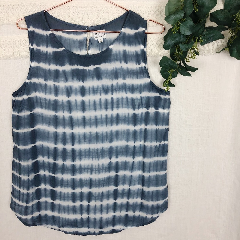O+O Stitch Fix | Blue & White Tie Dye Tank | SZ L